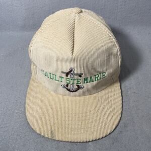 Vintage Sault Ste Marie Michigan Corduroy Hat Snapback Cap Adjustable